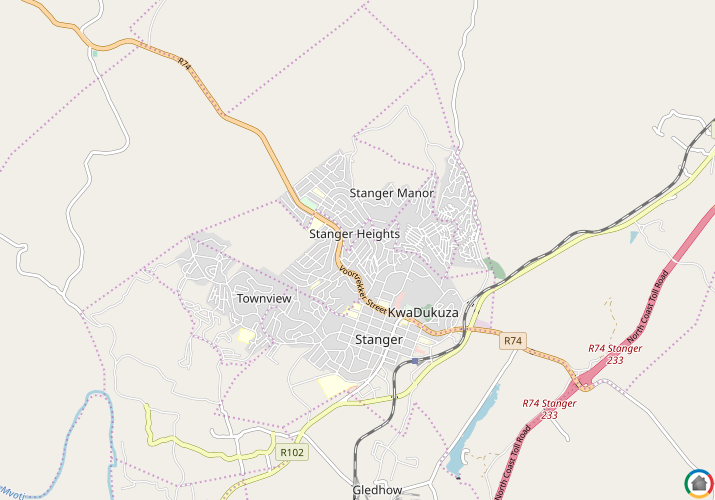 Map location of Warrenton (KZN)